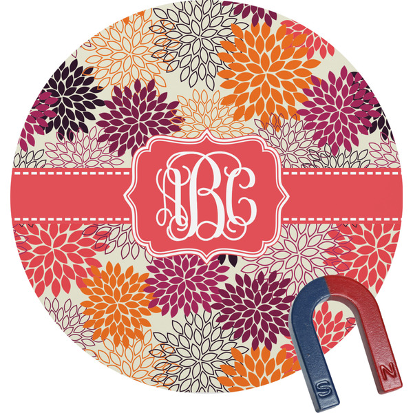 Custom Mums Flower Round Fridge Magnet (Personalized)