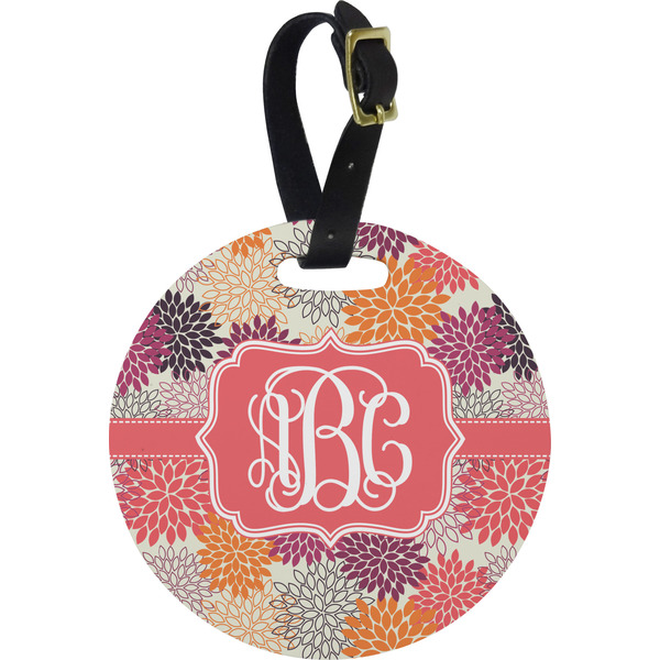 Custom Mums Flower Plastic Luggage Tag - Round (Personalized)