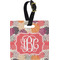 Mums Flower Plastic Luggage Tag - Square w/ Monogram