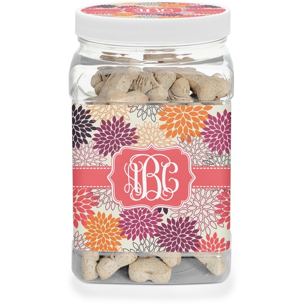 Custom Mums Flower Dog Treat Jar (Personalized)