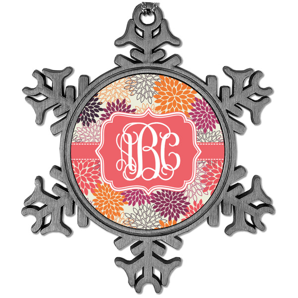 Custom Mums Flower Vintage Snowflake Ornament (Personalized)