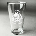 Mums Flower Pint Glass - Engraved (Single) (Personalized)