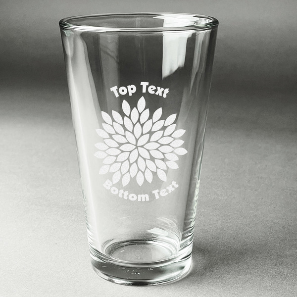 Custom Mums Flower Pint Glass - Engraved (Single) (Personalized)
