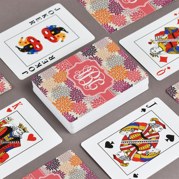 Mums Flower Playing Cards - Front & Back View