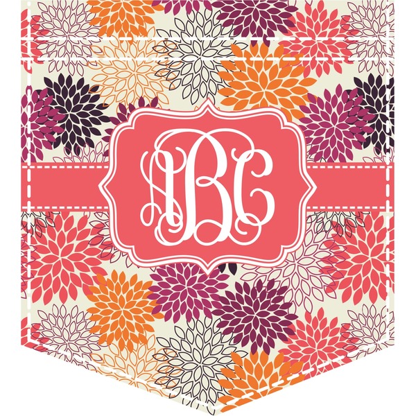 Custom Mums Flower Iron On Faux Pocket (Personalized)