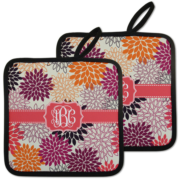 Custom Mums Flower Pot Holders - Set of 2 w/ Monogram