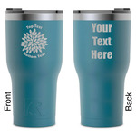 Mums Flower RTIC Tumbler - Dark Teal - Laser Engraved - Double-Sided (Personalized)
