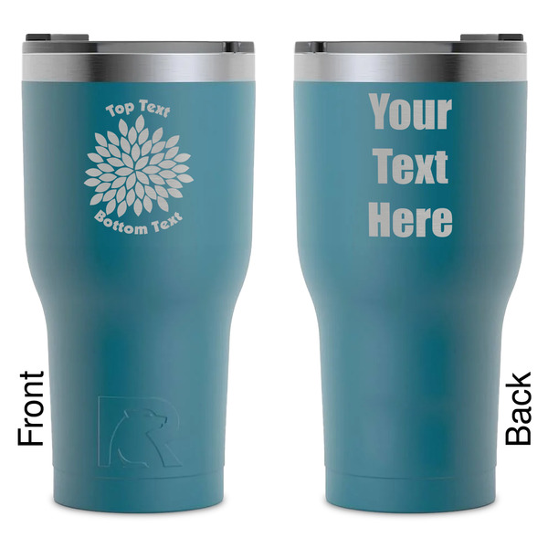 Custom Mums Flower RTIC Tumbler - Dark Teal - Laser Engraved - Double-Sided (Personalized)