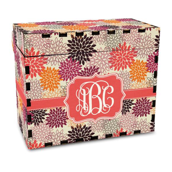 Custom Mums Flower Wood Recipe Box - Full Color Print (Personalized)