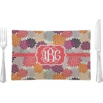 Mums Flower Rectangular Glass Lunch / Dinner Plate - Single or Set (Personalized)