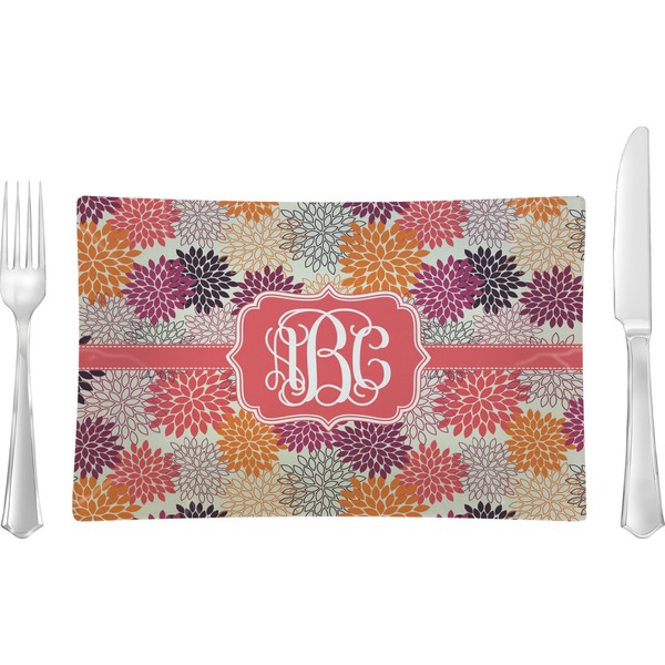 Custom Mums Flower Rectangular Glass Lunch / Dinner Plate - Single or Set (Personalized)