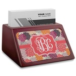 Mums Flower Red Mahogany Business Card Holder (Personalized)
