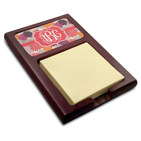 Custom Mums Flower Red Mahogany Sticky Note Holder (Personalized)