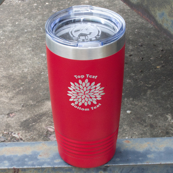 Mums Flower Red Polar Camel Tumbler - 20oz - Angled