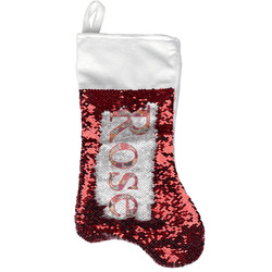Mums Flower Reversible Sequin Stocking - Red (Personalized)