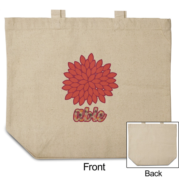 Mums Flower Reusable Cotton Grocery Bag - Front & Back View