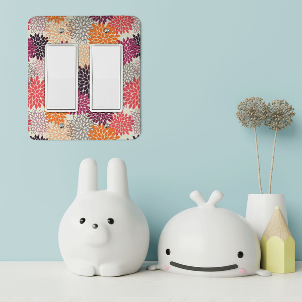 Mums Flower Rocker Light Switch Covers - Double - IN CONTEXT
