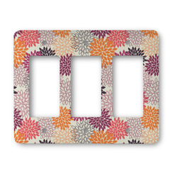 Mums Flower Rocker Style Light Switch Cover - Three Switch