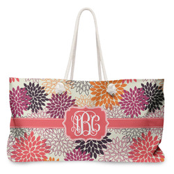 Mums Flower Large Tote Bag with Rope Handles (Personalized)