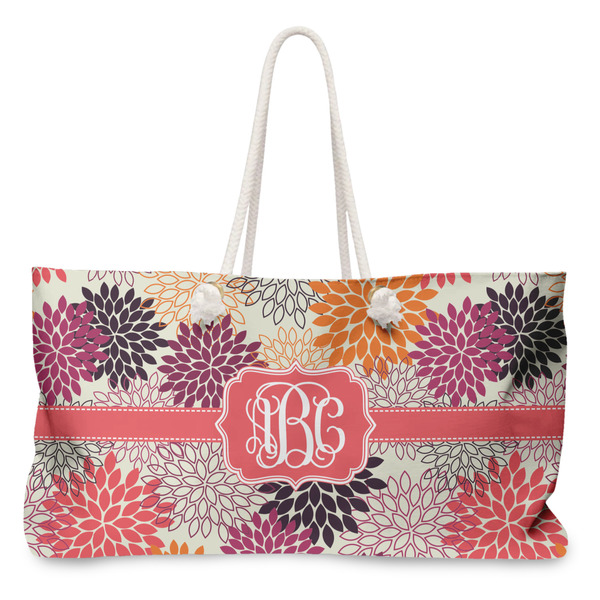 Custom Mums Flower Large Tote Bag with Rope Handles (Personalized)