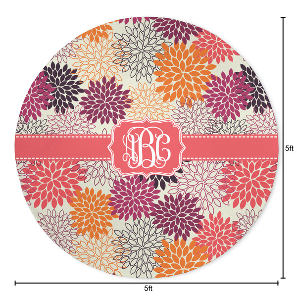 Mums Flower Round Area Rug - Size