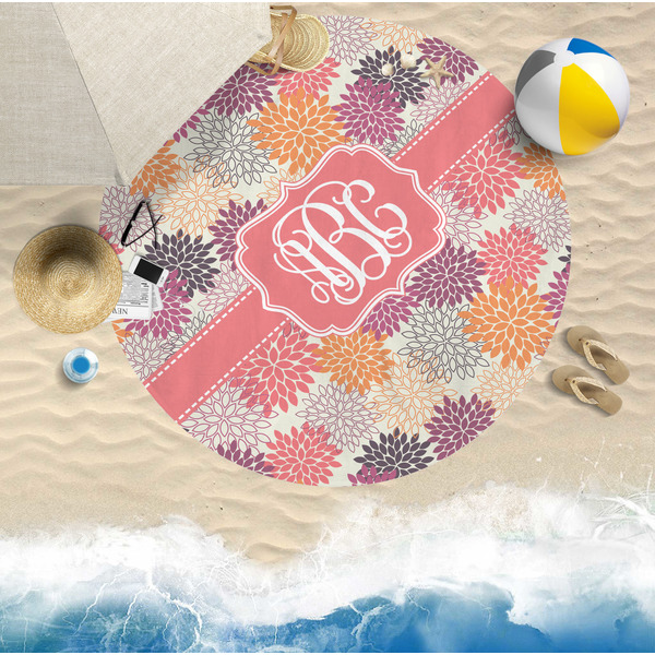 Mums Flower Round Beach Towel Lifestyle