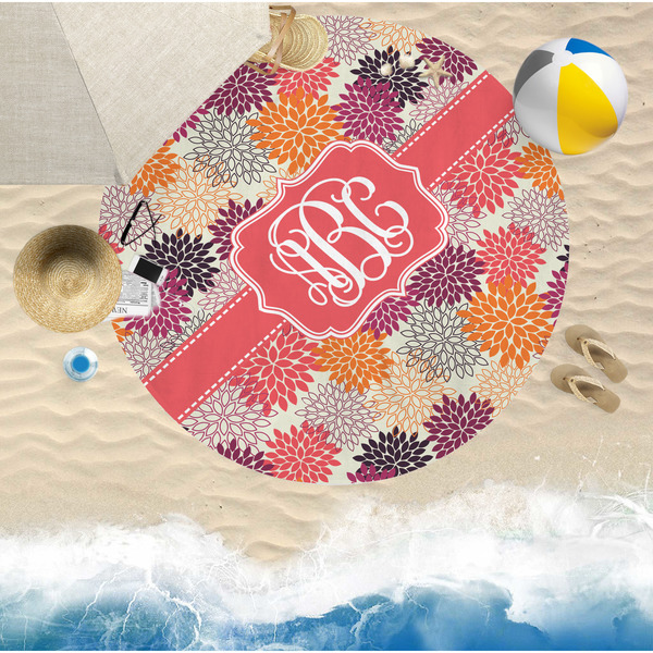 Mums Flower Round Beach Towel Lifestyle
