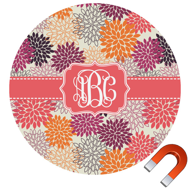 Custom Mums Flower Round Car Magnet - 10" (Personalized)