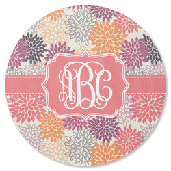 Mums Flower Round Rubber Backed Coaster (Personalized)