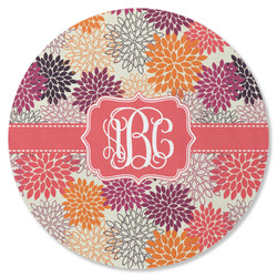 Mums Flower Round Rubber Backed Coaster (Personalized)