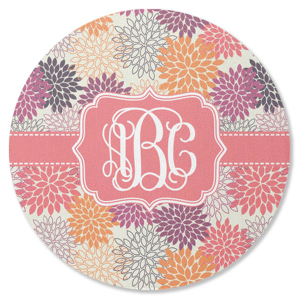 Mums Flower Round Coaster Rubber Back - Single