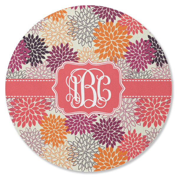 Custom Mums Flower Round Rubber Backed Coaster (Personalized)