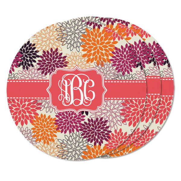 Mums Flower Round Fridge Magnet - THREE