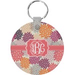 Mums Flower Round Plastic Keychain (Personalized)
