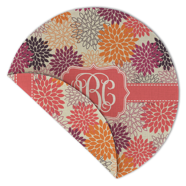 Mums Flower Round Linen Placemats - Front (folded corner double sided)