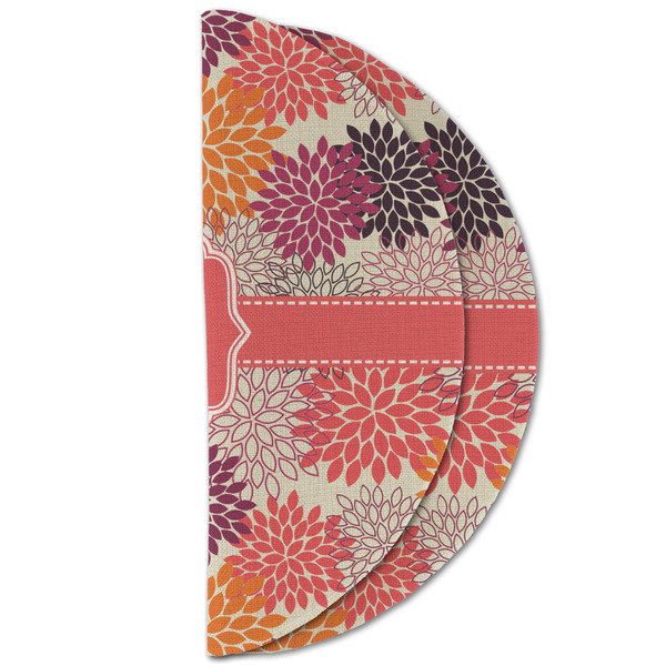 Mums Flower Round Linen Placemats - HALF FOLDED (double sided)