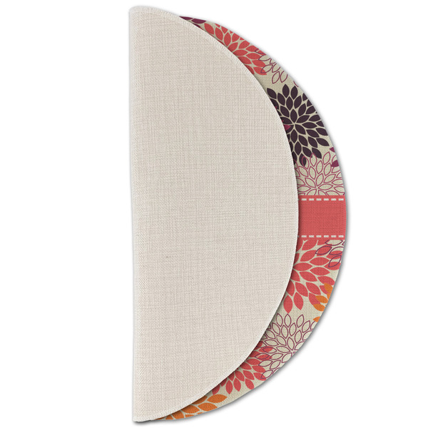 Mums Flower Round Linen Placemats - HALF FOLDED (single sided)
