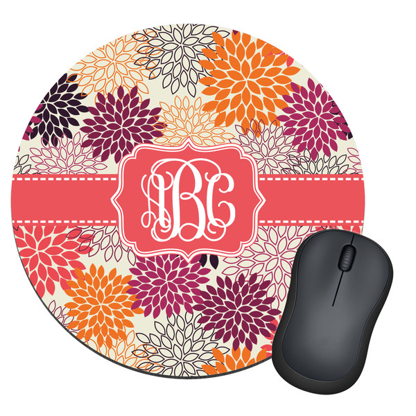 Custom Mums Flower Round Mouse Pad (Personalized)