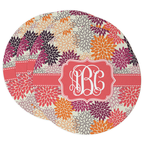 Custom Mums Flower Round Paper Coasters w/ Monograms