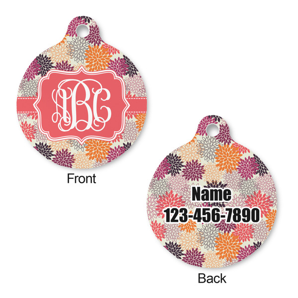 Mums Flower Round Pet ID Tag - Large - Approval