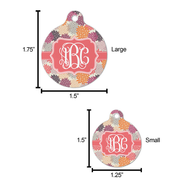 Mums Flower Round Pet ID Tag - Large - Comparison Scale