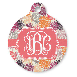 Mums Flower Round Pet ID Tag (Personalized)