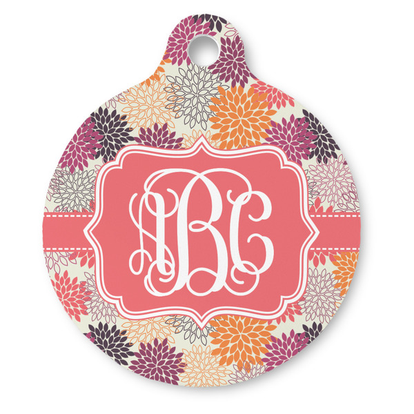 Custom Mums Flower Round Pet ID Tag - Large (Personalized)