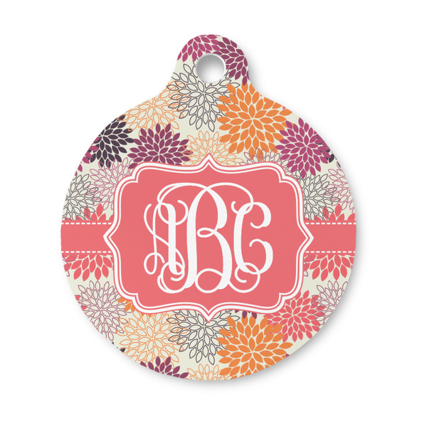 Custom Mums Flower Round Pet ID Tag - Small (Personalized)