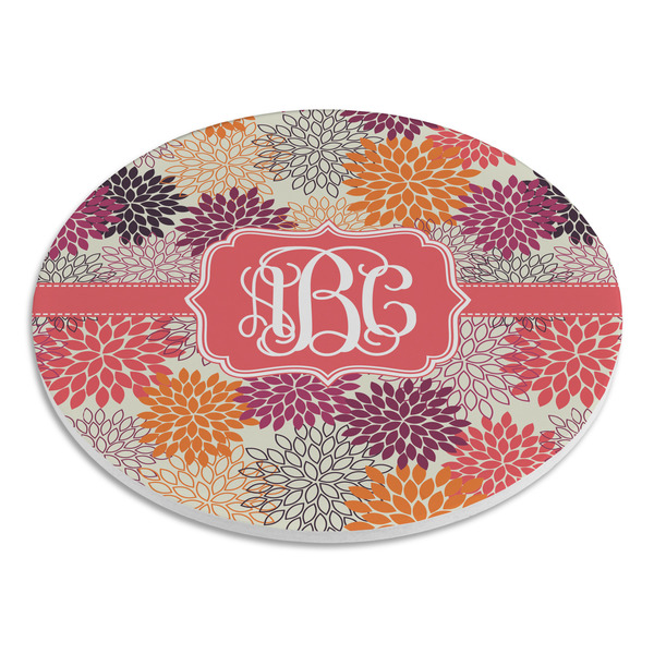 Mums Flower Round Stone Trivet - Angle View