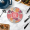 Mums Flower Round Stone Trivet - In Context View