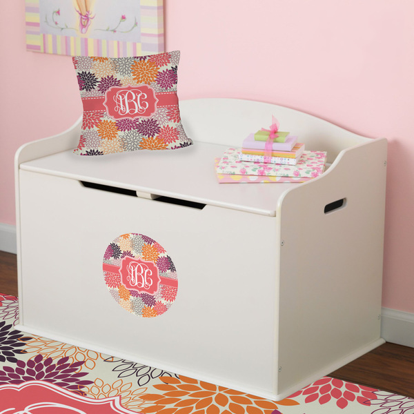 Mums Flower Round Wall Decal on Toy Chest