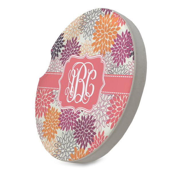 Mums Flower Sandstone Car Coaster - STANDING ANGLE