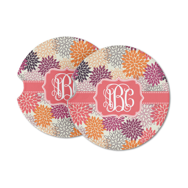 Custom Mums Flower Sandstone Car Coasters - Set of 2 (Personalized)