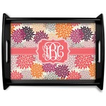 Mums Flower Black Wooden Tray - Large (Personalized)
